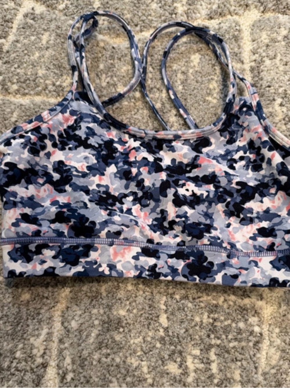 GAIAM Blue, Navy & Pink Camo Double-Strap Sports Bra